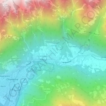 Mapa topográfico Prosto, altitud, relieve