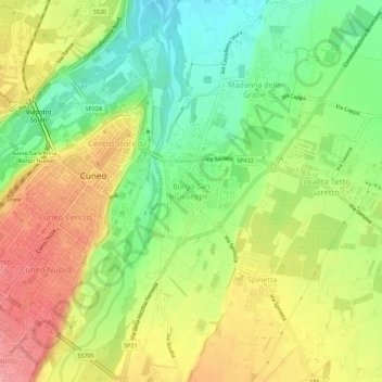 Mapa topográfico Borgo San Giuseppe, altitud, relieve