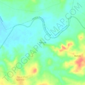 Mapa topográfico São Luiz, altitud, relieve