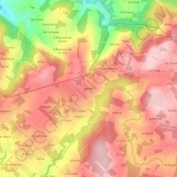 Mapa topográfico Recelle, altitud, relieve