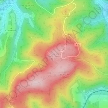 Mapa topográfico Hohe Bracht, altitud, relieve