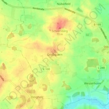 Mapa topográfico Großquern, altitud, relieve