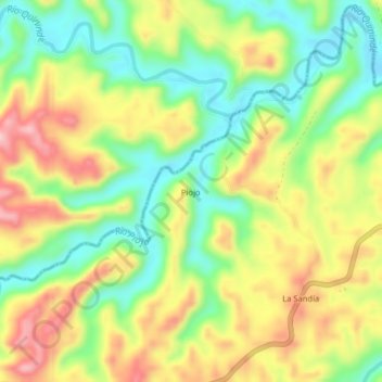Mapa topográfico Piojo, altitud, relieve