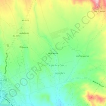 Mapa topográfico La Almazara, altitud, relieve