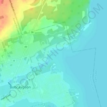 Mapa topográfico Green Bay, altitud, relieve