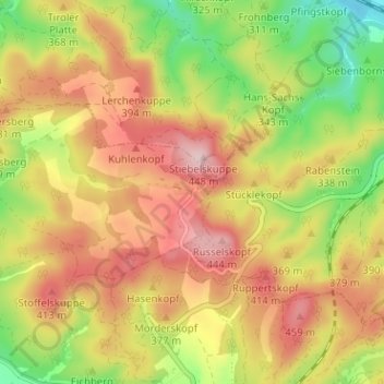 Mapa topográfico Clausberg, altitud, relieve