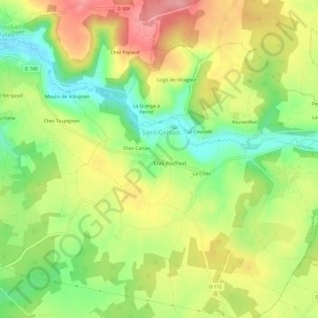 Mapa topográfico Le Courret, altitud, relieve