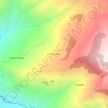 Mapa topográfico Cobshe Alto, altitud, relieve