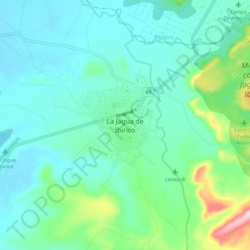 Mapa topográfico La Jagua de Ibirico, altitud, relieve