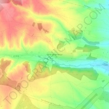 Mapa topográfico Ferral del Bernesga, altitud, relieve