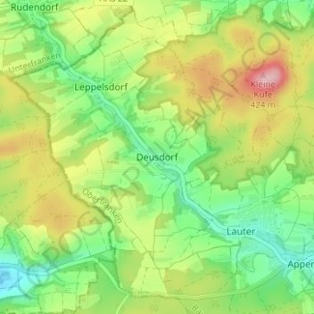 Mapa topográfico Deusdorf, altitud, relieve