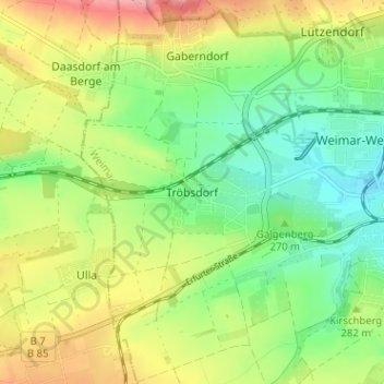 Mapa topográfico Tröbsdorf, altitud, relieve