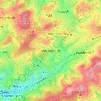 Mapa topográfico Bohlenhagen, altitud, relieve