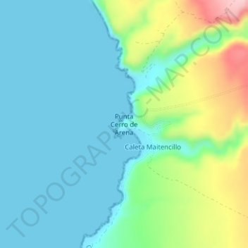 Mapa topográfico Punta Cerro de Arena, altitud, relieve