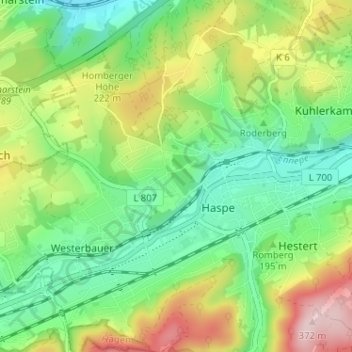 Mapa topográfico Büdding, altitud, relieve