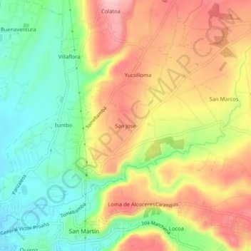Mapa topográfico San Jose, altitud, relieve