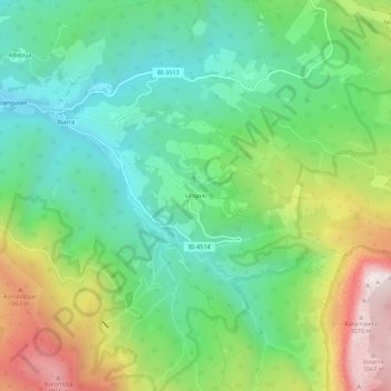 Mapa topográfico Urigoiti, altitud, relieve