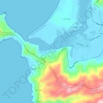 Mapa topográfico Queule, altitud, relieve