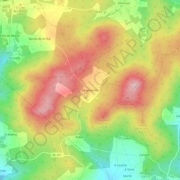 Mapa topográfico Zaramacedo, altitud, relieve