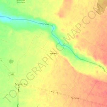 Mapa topográfico El Roble, altitud, relieve