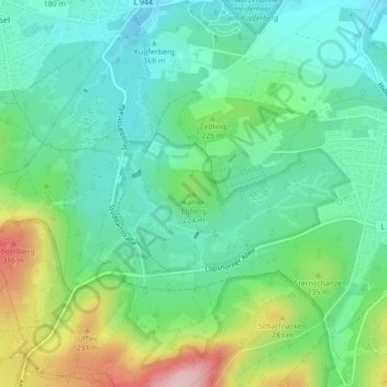 Mapa topográfico Kahler Ehberg, altitud, relieve
