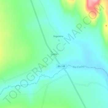 Mapa topográfico Cochó, altitud, relieve