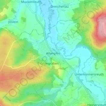 Mapa topográfico Altenplos, altitud, relieve