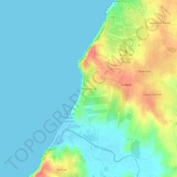 Mapa topográfico Praia Azul, altitud, relieve