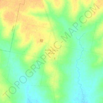 Mapa topográfico Aldea Santa María, altitud, relieve