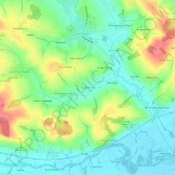 Mapa topográfico Taubenhub, altitud, relieve