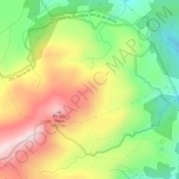 Mapa topográfico A Santana, altitud, relieve