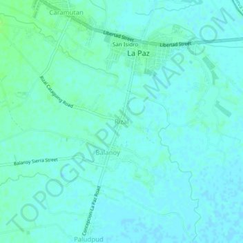 Mapa topográfico Rizal, altitud, relieve