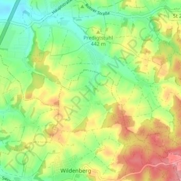 Mapa topográfico Eschenhardt, altitud, relieve