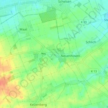Mapa topográfico Hoppers, altitud, relieve
