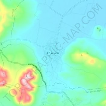 Mapa topográfico Chavinda, altitud, relieve