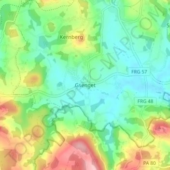 Mapa topográfico Gsenget, altitud, relieve