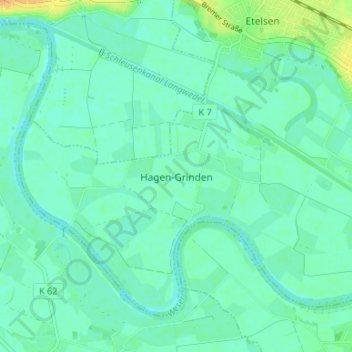Mapa topográfico Hagen-Grinden, altitud, relieve