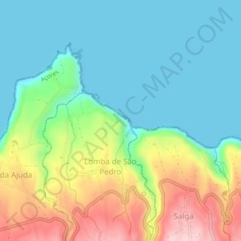Mapa topográfico Miradouro da Rocha, altitud, relieve