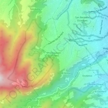 Mapa topográfico Prolongación Ermitaño, altitud, relieve