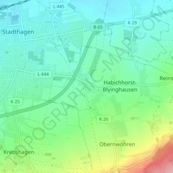 Mapa topográfico Habichhorst, altitud, relieve