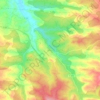 Mapa topográfico Batea, altitud, relieve