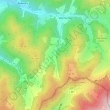 Mapa topográfico Burggraben, altitud, relieve