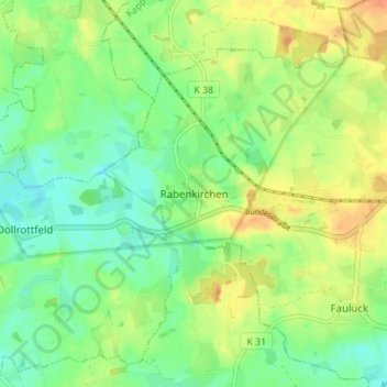 Mapa topográfico Rabenkirchen, altitud, relieve