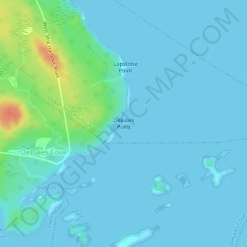 Mapa topográfico DeBaies Point, altitud, relieve