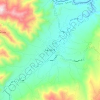 Mapa topográfico La Plata, altitud, relieve