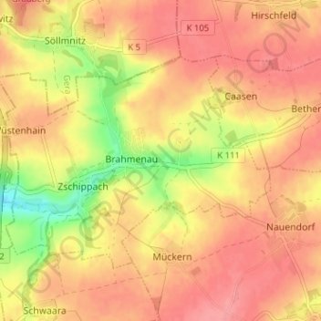 Mapa topográfico Waaswitz, altitud, relieve