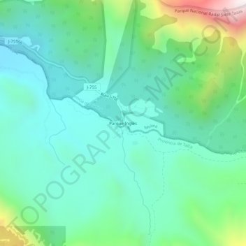 Mapa topográfico Parque Inglés, altitud, relieve