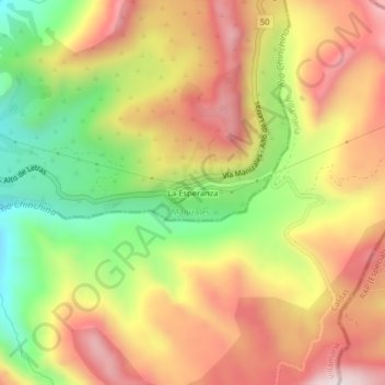 Mapa topográfico La Esperanza, altitud, relieve