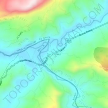 Mapa topográfico Vado Real, altitud, relieve