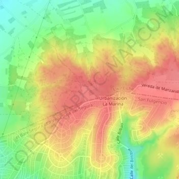 Mapa topográfico Sierra del Molar, altitud, relieve